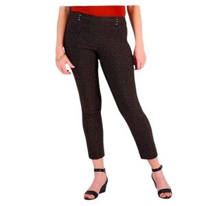 NWOT JM COLLECTION Black Animal Print Bandleader Women's Ankle Pants Size L